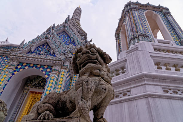 istock Chinese dragon stone guardian statue 1215665501