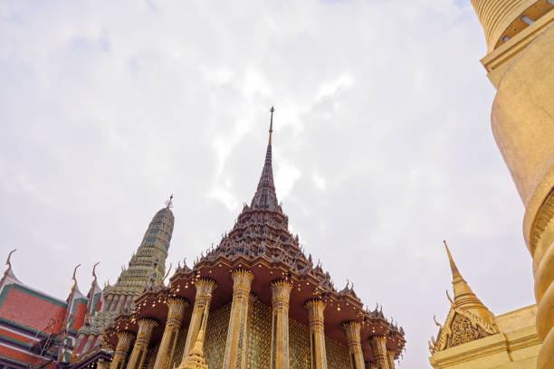 The Royal Pantheon in the historical Buddhist temple grounds of Wat Phra Kaew and the Grand Palace in central Bangkok Thailand