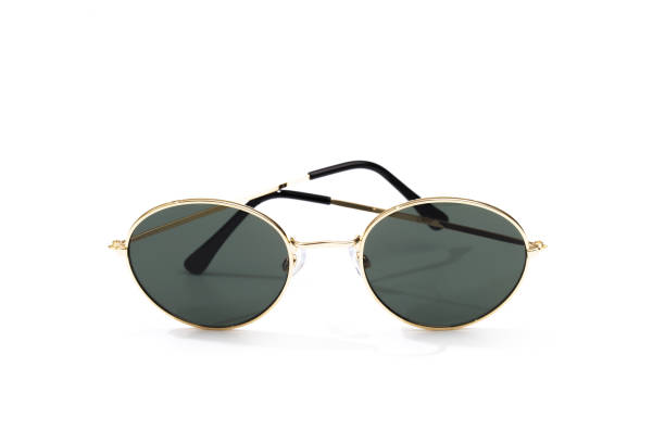 istock Black round sunglasses isolated on white background 1215665622
