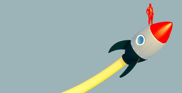 istock 3D illustration business metaphor Progress and innovation technology with red rocket launce successful business Leadership motivation concept. 1215665923