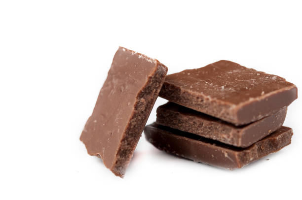 istock Chocolate cubes isolated on white background.Copy space. 1215666634