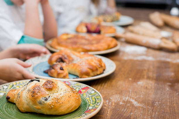 istock poppy bun is on the plate. cooking process 1215668941
