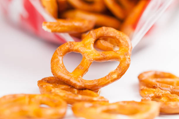 istock Salt pretzels isolated on white background.Copy space. 1215670952