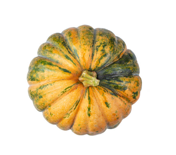 istock pumpkin isolated on white background. top view 1215671137