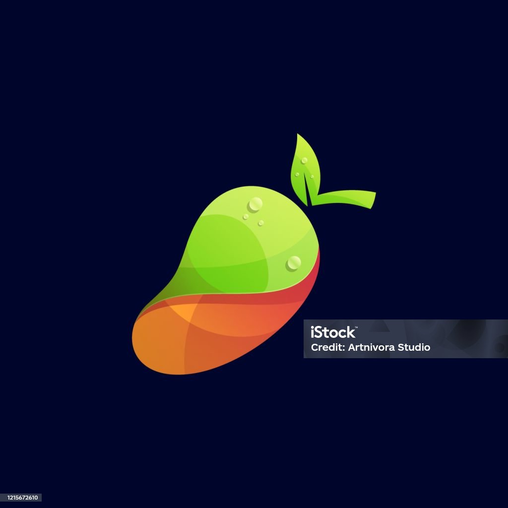 Gradiant Mango Vector Illustration Fresh Mango Gradient Colorful Style Stock ...