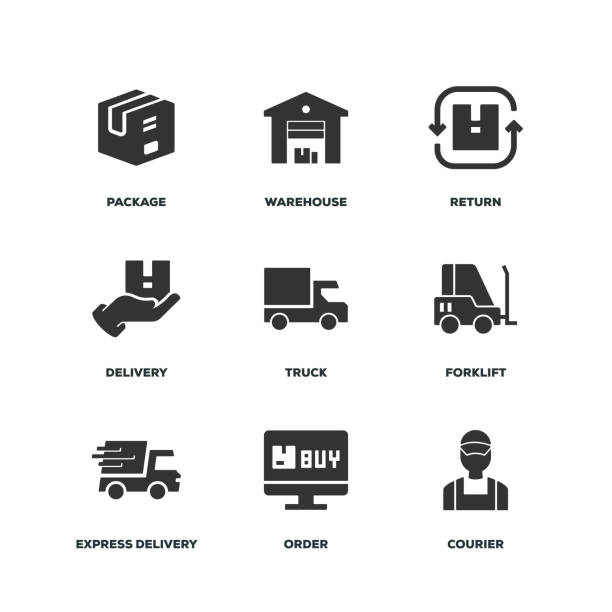 Delivery Set Delivery Set warehouse clipart stock illustrations