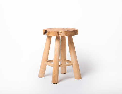 Wooden chair on a white isolated background.