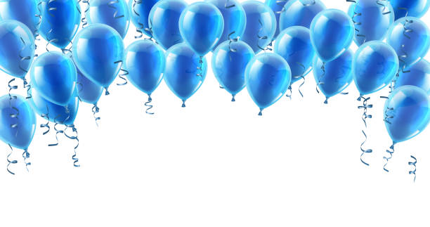 illustrations, cliparts, dessins animés et icônes de blue party balloons contexte - confetti balloon white background isolated