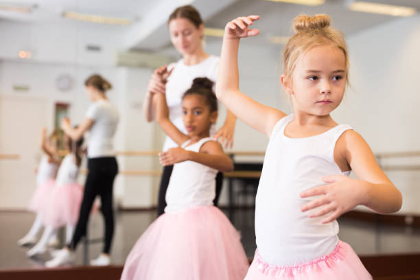 istock Ballet teacher and two little girls 1215678603