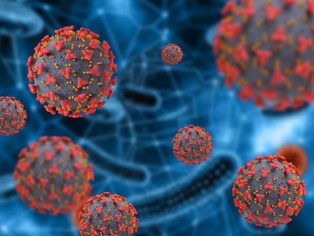 istock 3D medical background with Corona virus cells 1215681984