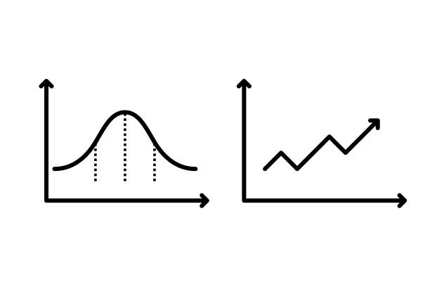 illustrazioni stock, clip art, cartoni animati e icone di tendenza di grafico aziendale con grafico freccia/ business e grafico/ grafico/ grafico vettoriale distribuzione normale - curvo immagine