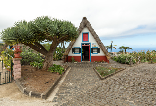 Santana, Madeira, Portugal - September 9, 2016:Traditional rural house in Santana on Madeira island, Portugal