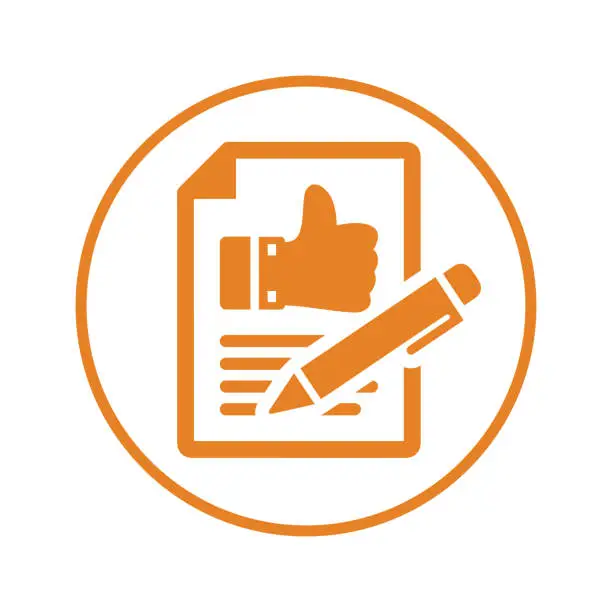 Vector illustration of Comment Writing Icon, feedback, review submit, orange version