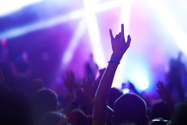 istock Cheering crowd at a rock concert. 1215689985