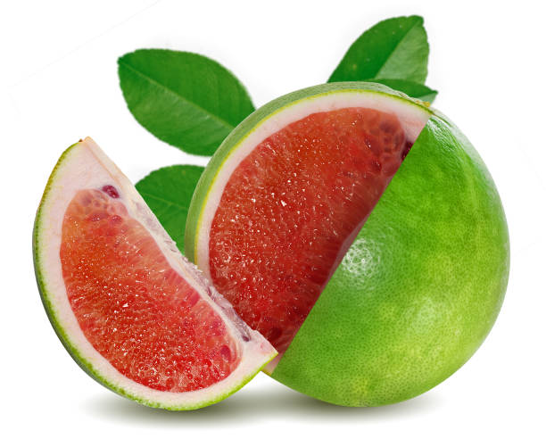 istock Red pomelo isolated on white background 1215692038