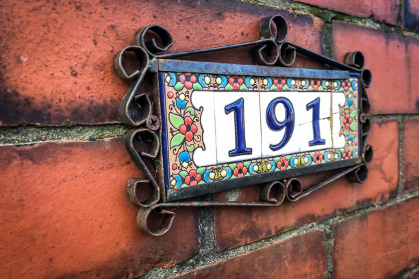 Decorative tiled house number 191
