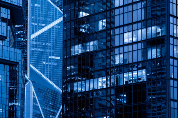 Corporate Buildings and traffic in central Hong Kong