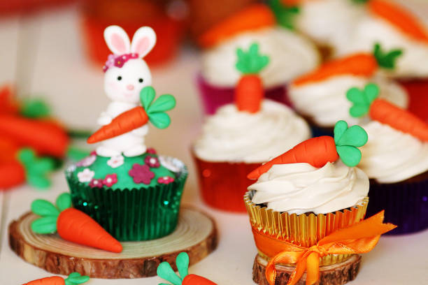 istock Easter cupcakes baked with carrot decorated with small figures 1215697026