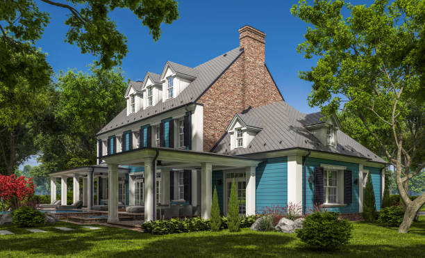 istock 3d rendering of modern classic house in colonial style 1215697284