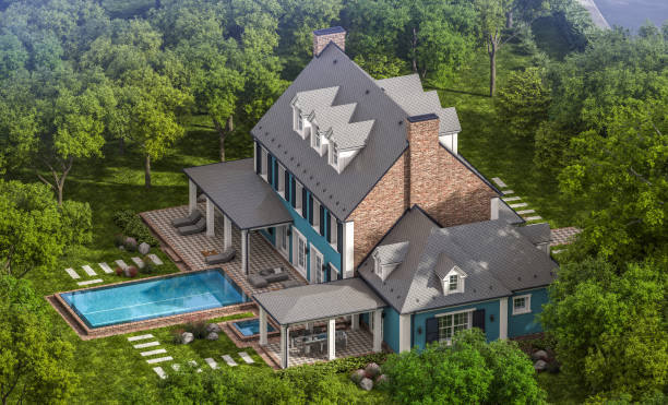 istock 3d rendering of modern classic house in colonial style 1215697342