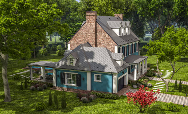 istock 3d rendering of modern classic house in colonial style 1215697345