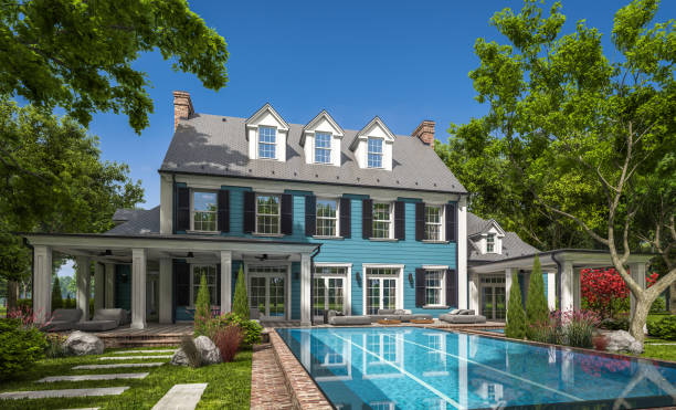 istock 3d rendering of modern classic house in colonial style 1215697466