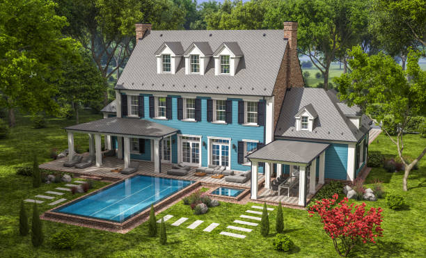istock 3d rendering of modern classic house in colonial style 1215697489