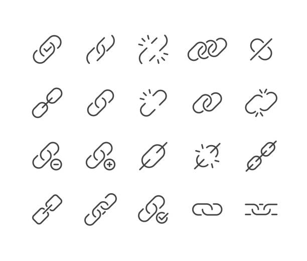 ikony linków - seria classic line - attached stock illustrations