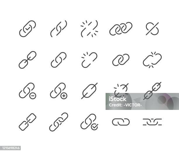 Link Icons Classic Line Series Stock Illustration - Download Image Now - Link - Chain Part, Connection, Icon