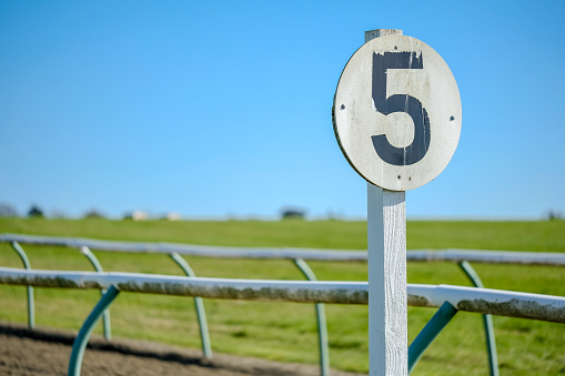 The marker denotes the distance in furlongs and is used for professional horse race training throughout the year.