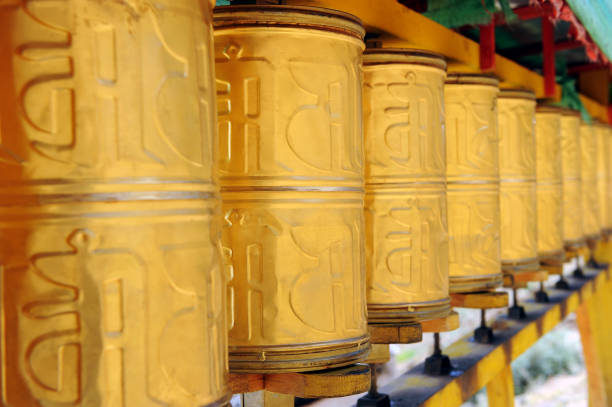 istock Buddhist prayer wheels in Tibet 1215698932