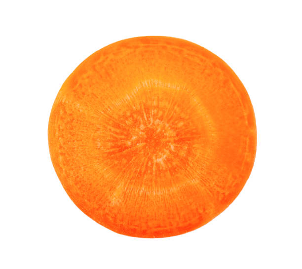 istock Carrot slice top view isolated on white background 1215699160