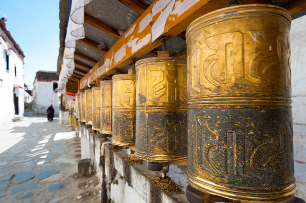 istock Buddhist prayer wheels in Tibet 1215700768