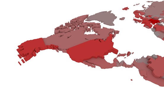 3d render of Covid19 pandemic map