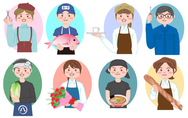 People of various occupations. variations. People of various occupations. variations. hachimaki stock illustrations