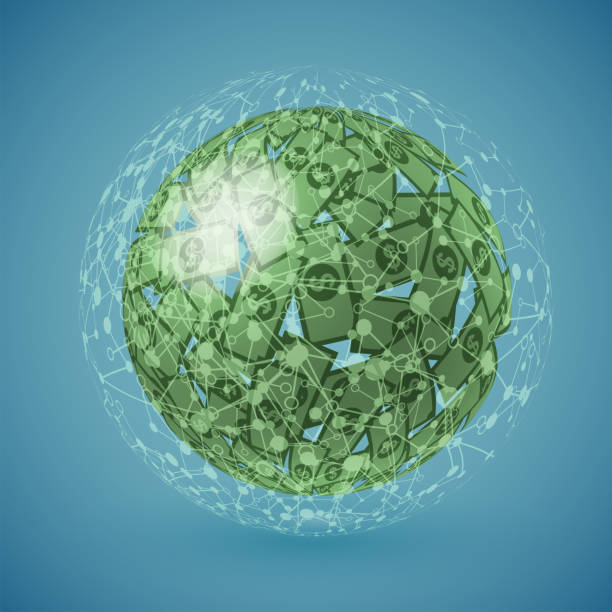 istock Green globe made of money, vector illustration 1215706961