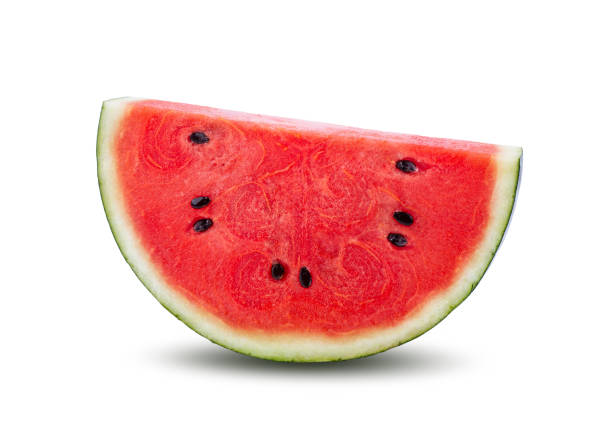 istock Sliced of watermelon isolated on white background 1215707654