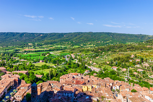 Moustiers-Sainte-Marie, a small town perched on the ridge of a mountain in Provence-Alpes-Côte d'Azur region