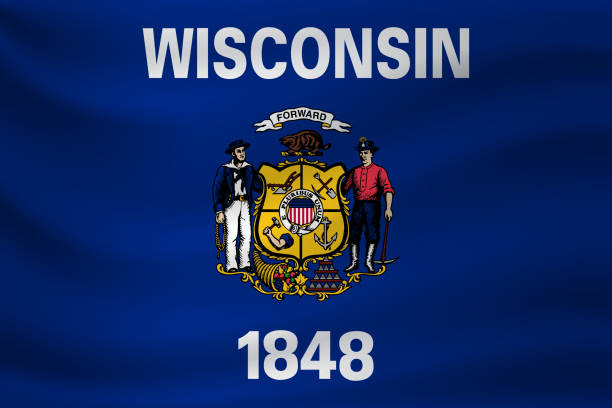 istock Waving flag of Wisconsin. Vector illustration 1215710829