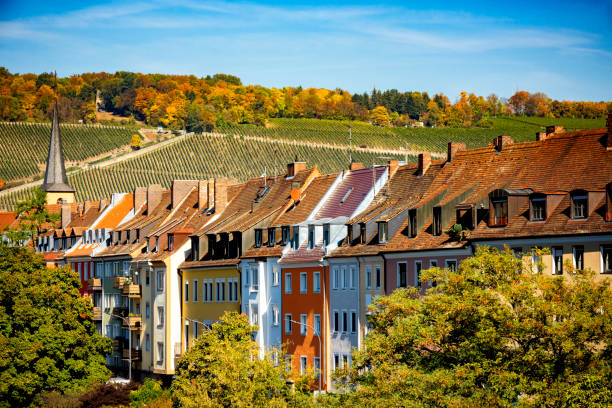 ヴュルツブルク、ヴィニアードと旧市街の景色。ドイツの本格的な美しい町。ドイツ、ノーセンバイエルン州。 - german culture germany vineyard village ストックフォトと画像