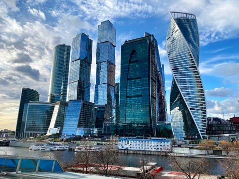 Moscow, Russia -19 March, 2020. Beautiful view on  Business city in Moscow