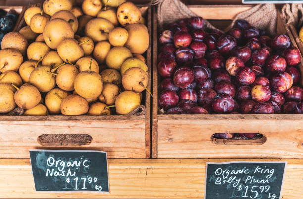 Organic Nashi and plums