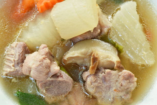istock boiled radish with pork bone and mushroom soup 1215714785