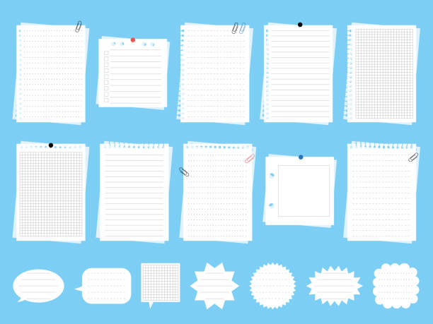 illustrations, cliparts, dessins animés et icônes de ensemble d’illustration de différents bloc-notes qui peuvent être utilisés comme cadres. - index card paper clip paper blank