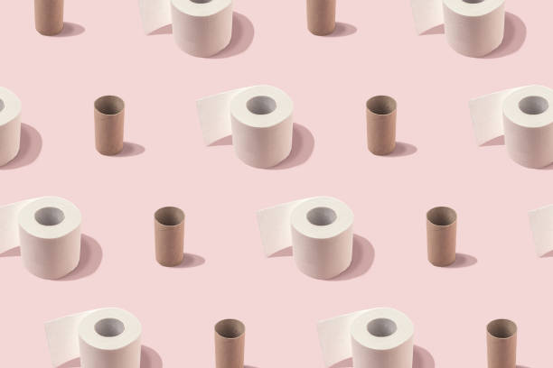 istock Creative layout of toilet paper rolls. Minimal Coronavirus outbreak. Panic concept. 1215721099
