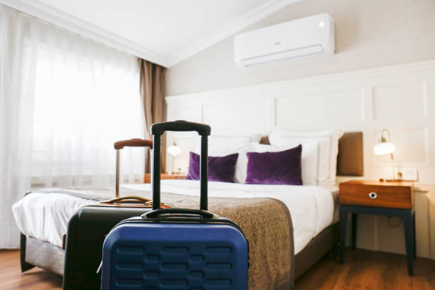 istock Minimalistic interior of classy hotel room in soft natural light. 1215725143