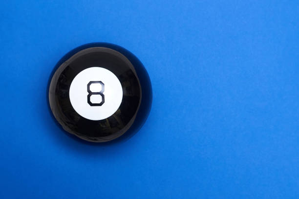 istock Magic ball of predictions figure eight on a blue background. 1215725188
