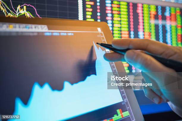 Businessman Analysis Stock Chart In Crisis Covid19 For Investment In Stockmarket And Finance Business Planning Selective Stock For Stockmarket Crash And Financial Crisis Stock Photo - Download Image Now