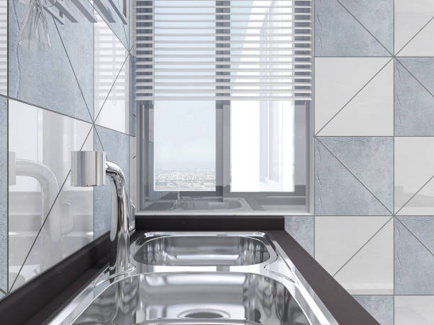 istock 3D rendering,Modern family kitchen design, new cabinets and kitchenware with refrigerators, sunlight from the window. 1215729432