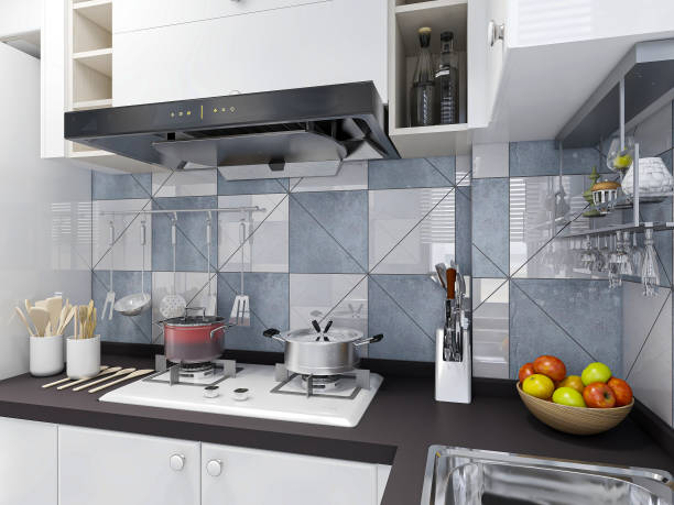 istock 3D rendering,Modern family kitchen design, new cabinets and kitchenware with refrigerators, sunlight from the window. 1215729438